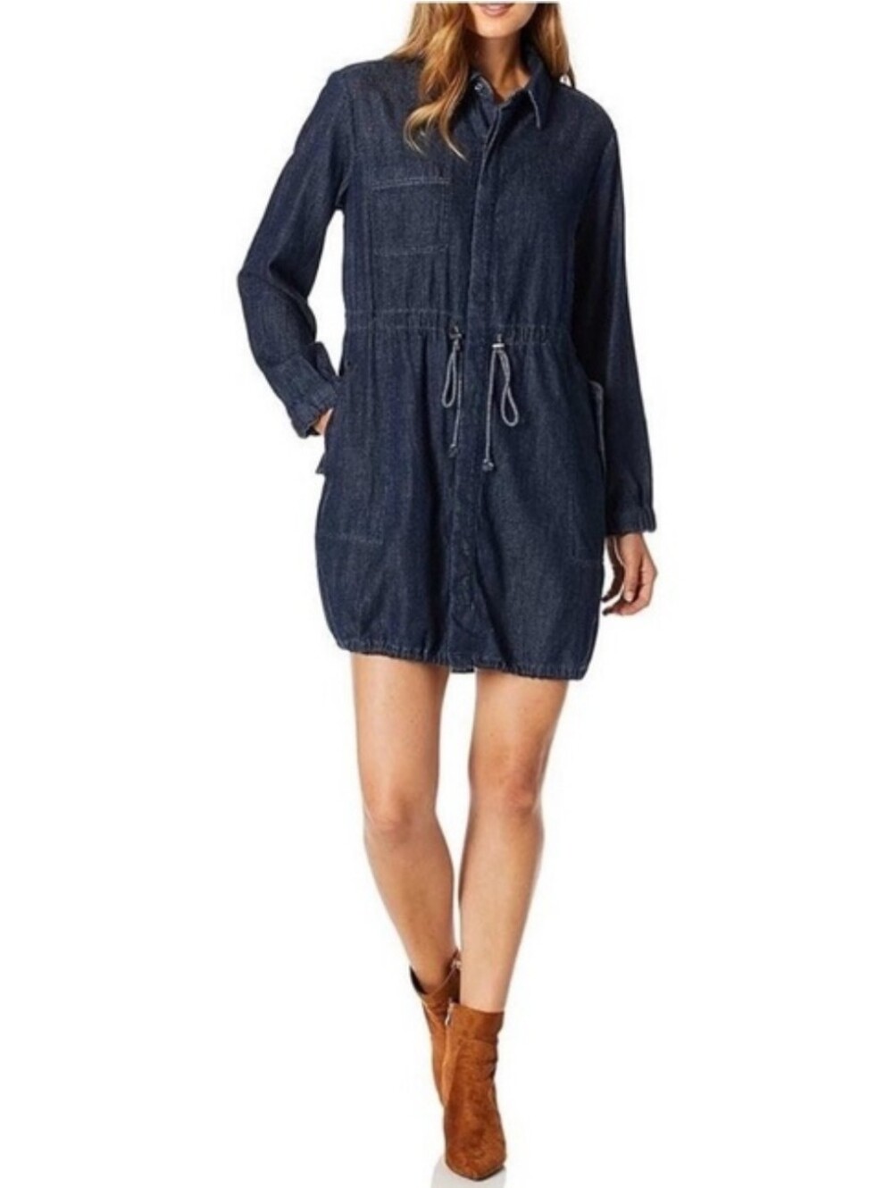 AG Adriano Goldschmied Blue Chambray Denim long Sleeve Shirt Dress Size Xl